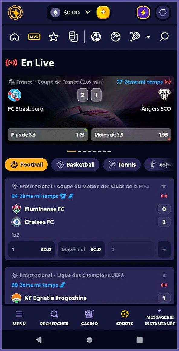 Offres de paris numériques sur des matchs virtuels